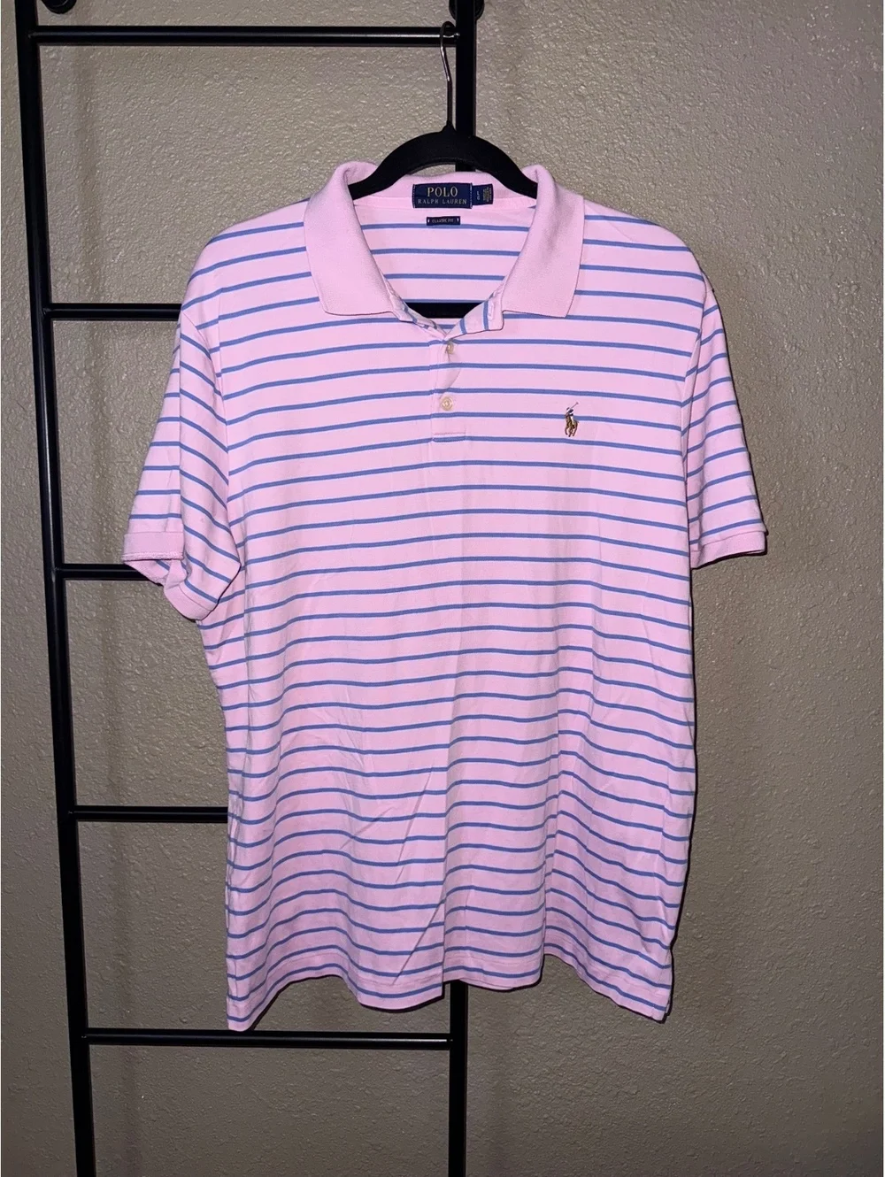 Polo Ralph Lauren Classic Fit Pink and Blue Striped Polo Shirt Size Large